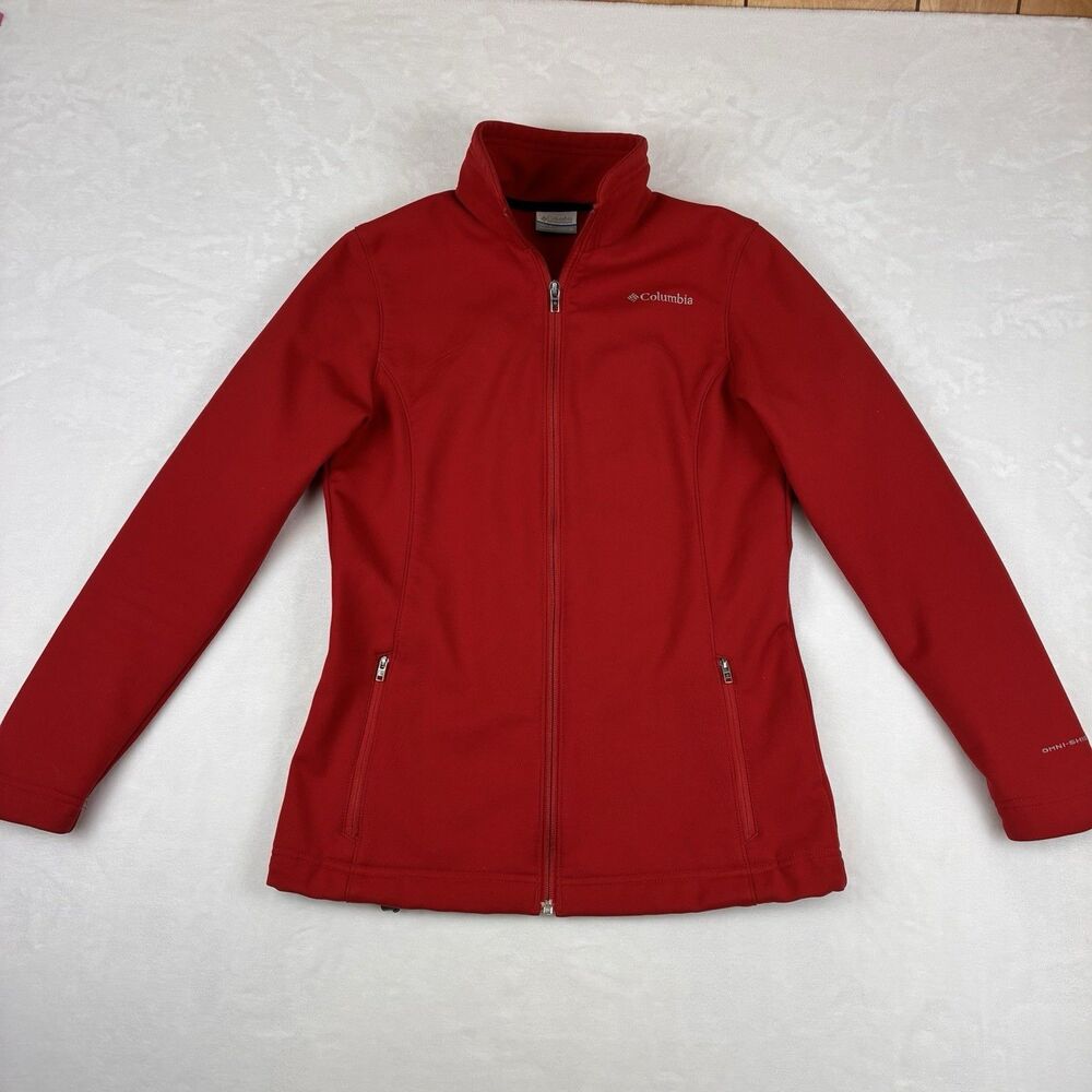 Columbia Soft Shell Jacket Women’s Size Small Red Full Zip Omni Shield Outdoors